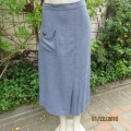 Elegant navy/light blue fine striped polycotton size 42/18 skirt.Boutique made. Pleats/pocket front.