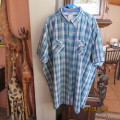 STERLING Export quality men`s casual short sleeve shirt. Size 5XL. Two front pockets. Pure cotton.