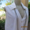 Cool white sleeveless cotton top by REAL CLOTHING size 42/18. V neck with collar.As new