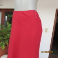 Cherry red A-Line linen/rayon blend bandless skirt. Elastic at sides. By DONNA CLAIRE size 40/16.