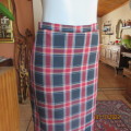 Sleek tartan check ankle length skirt in brown/brick/gold. Size 34/10.Perfect fit. New condition.