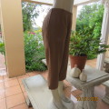 Capri pants in golden brown wash/wear polyester. Perfect 36/12. Boutique made. Bandless. New cond.