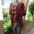 Ethnic slip over short cut-on sleeve top in maroon/stunning designs. Polycotton.Size 40 to 42.As new