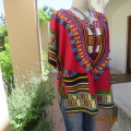 Ethnic slip over short cut-on sleeve top in maroon/stunning designs. Polycotton.Size 40 to 42.As new