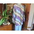 Charming long polyester diagonal wide stripes in blue/purple/cream/brown. Size 34 by TOPICS.