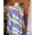 Charming long polyester diagonal wide stripes in blue/purple/cream/brown. Size 34 by TOPICS.