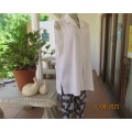 Perfect white sleeveless summer top with dainty blue/white embroidery. Size 42 by WOOLWORTHS