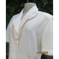 Amazing feminine rich cream silky poly double breast blouse. Embroidered collar.Size 37/13.New cond.