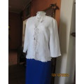 Unique feminine white open jacket/top by GEMMA  U.S. size 36/12. Embroidered/frilled. New cond.