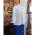 Unique feminine white open jacket/top by GEMMA  U.S. size 36/12. Embroidered/frilled. New cond.