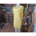 Luxury romantic canary yellow/glitter acrylic lace mini lined dress. Size 32/8 by DRAMAQUEEN. New