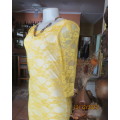 Luxury romantic canary yellow/glitter acrylic lace mini lined dress. Size 32/8 by DRAMAQUEEN. New