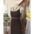 Smart,cool strappy brown ankle length dress with tiny white polkadots. Sequin decoration.Size 36/38