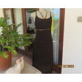 Smart,cool strappy brown ankle length dress with tiny white polkadots. Sequin decoration.Size 36/38