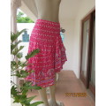 Sweet cheerful Magenta pink/white tiered skirt pulled up om left front. Size 40. By JUDY`S PRIDE.