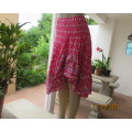 Sweet cheerful Magenta pink/white tiered skirt pulled up om left front. Size 40. By JUDY`S PRIDE.