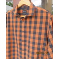 Handsome high quality pure cotton long sleeve black/brick check Men`s shirt size L.By DAVID JONES,