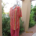 Fab cheerful short sleeve button down/shirt collar top.In crimson/burnt orange/grey/cream.Size 40/16
