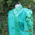 Haute Couture emerald green 2 pc outfit by KAMI from early 90`s. Size 36/12. Brand new condition.