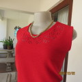 Cool cherry red sleeveless slip over cropped top. With cut-out floral pattern.Size 36.New  cond.