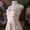 Cool pale blue dress with crimson posies in stretch cotton. Adjustable straps. Size 38 by VILIAN.