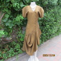 Amazing mottled golden brown vintage dress by COLOUR CODE size 36. High/low bottom. As new