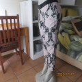 Baroque pink/white/black printed stretch cotton skinny leg pants size 36 to 37. By STUDIO W.As new