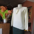 Soft rich cream acrylic/mohair blend pullover knitted cardigan by SOUP size 34/10. Pearl decorated.