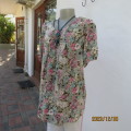 Must have floral printed loose slip over 100% viscose short sleeve top.Size 38. Pleats on front.