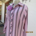 Chic long sleeve vertical striped  shirt in pink/purple. By MILADYS size 38. Stretch polyester.
