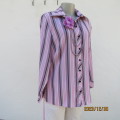 Chic long sleeve vertical striped  shirt in pink/purple. By MILADYS size 38. Stretch polyester.