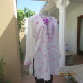 Beautiful Indian style white double layer long sleeve top with lilac floral embroidery.Large size 38