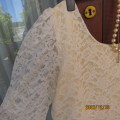 Boutique made rich cream cropped long sleeve top in satin with lace over lay. Size 46/22.Never used.