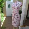 Traditional Chinese knee length dress in SUZHOU silk. White/pink/mulberry flowers. Size 36.As new