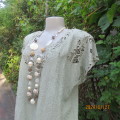 Amazing romantic fern green richly embroidered long top with cut-out work. Size 40 from Indonedia.