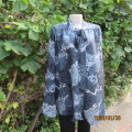 Oversized long sleeve button down grey  animal print top. Tie collar. Lined yokes.Size  50/26.