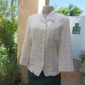Elegant cream button down jacket from KOREA in cream with embossed stripes. Size 36. Brand new cond