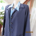 Smart unlined denim blue vertical striped long sleeve jacket in woven polycotton.Size 40. New cond.