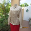 Glamorous silky polyester ecru long sleeve tailored blouse. By IMPRESSIONS size 38. Lace collar.