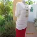 Nostalgic rich cream acrylic knit short sleeve WOOLWORTHS size 42 top. Lace stich front.As new