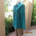 High quality jade long sleeve button down top with V and open collar. Embossed stripes.By ML size 38