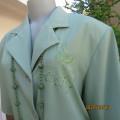Soft mantis green embroidered mantis green short sleeve poly/viscose top.By TUNG TAI size 44. As new