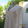 Amazing natural colour long cotton V neck button down top by PASTEL MA`AM size 34. New cond