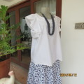 Famous brand white stretch cotton top by JASPER CONRAN from London. Frilled sleeveless size 36/12.