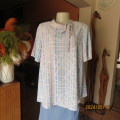Fab. silver grey slip over top with broken patterns in blues/beige.Grey banded tie collar.Size 42
