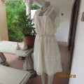Special occasion rich cream vintage dress by TREASURES size 38. Polyester underlay with lace overlay