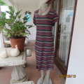 Soft polycotton stretch ankle length horizontal pattern striped dress.Size 42 by IMAGE.Very good con