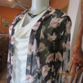 Get noticed in this black sheer stretch polyester extra long jacket/crimson flowers.Size 34.New item
