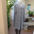 Soft, warm silver grey/black horizontal striped long sleeve extra long top size 44.Stretch poly knit