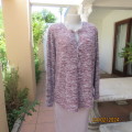 Knitted poly/rayon stretch long sleeve slip over mottled brown/white top.Front opening.Size 42 by OR